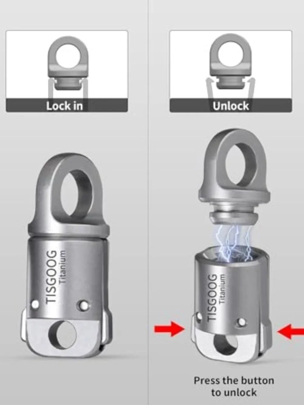 Detachable Magnetic Keychain Holder, 360° Rotatable, Titanium, 88LB Capacity